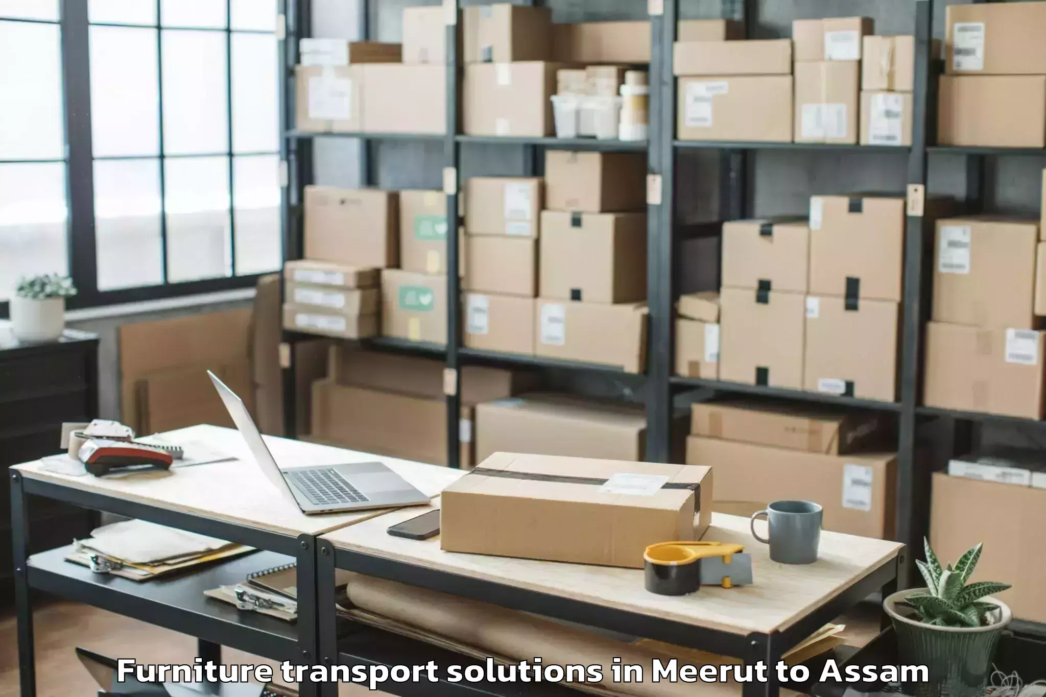 Book Meerut to Kharupetia Furniture Transport Solutions Online